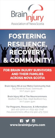Brain Injury NS bannerstand that we designed and then wide format printed on poly to be used a popup display